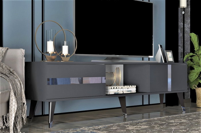 Hanah Home Soporte para TV Vania - Antracita y Plata Hanah Home Soporte para TV Vania - Antracita y Plata